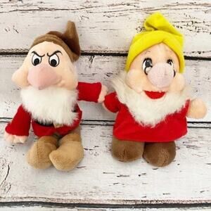 Vintage Grumpy and Doc Snow White Plush Dolls